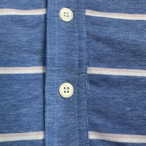 Criquet Shirt Mens Size XXL Blue Striped Golf Polo Golfer Embroidered - Picture 5 of 13